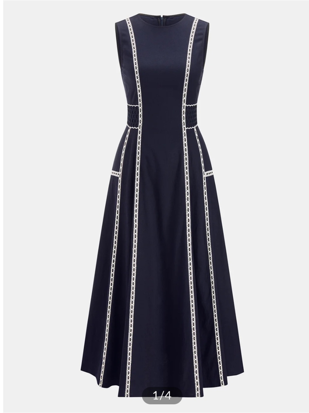 COMMENSE Contrast Lace Trim Sleeveless Midi Dress